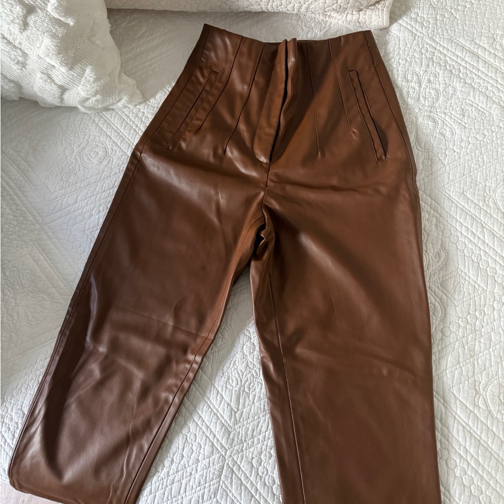 Zara straight leg faux leather pants
